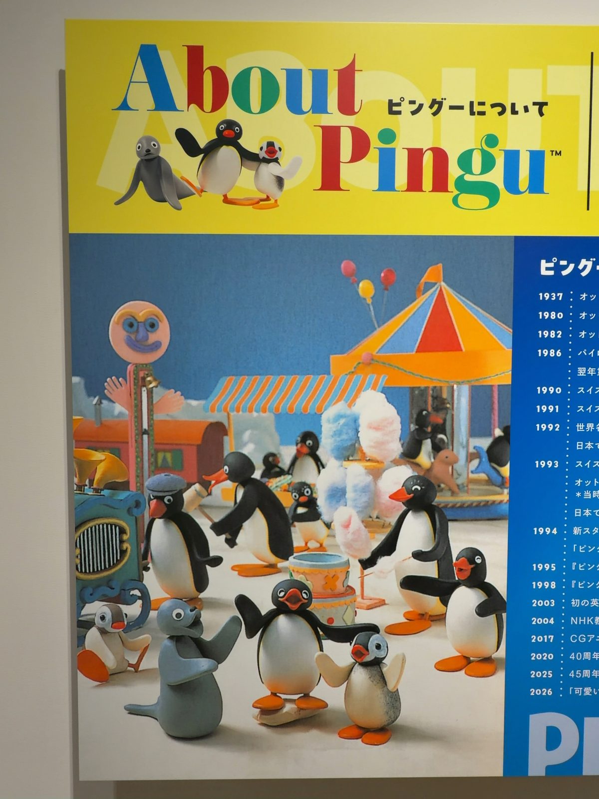 About Pinguのパネルとピングーの仲間たちのクレイ人形